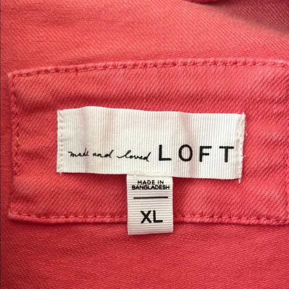 LOFT Pink Jean Jacket Cropped Length Washed Look - Picture 2 of 5